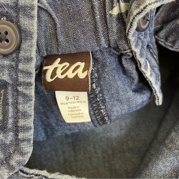 Tea Collection 100% Cotton Shark Print Denim Overalls Snap Closure Size 9-12 Mo - Picture 12 of 16